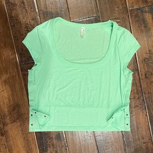 Free People Lime Green Crop Tee